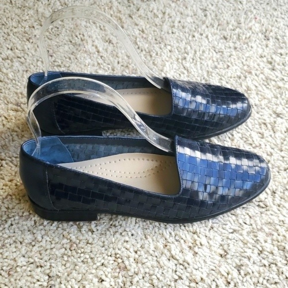 TROTTERS LIZ DARK BLUE LEATHER LOAFERS SHOES SIZE 5